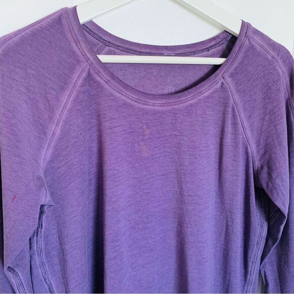 Lululemon Emerald Faded Washed Purple Ink Pima Cotton Long Sleeve Top | Size 8/M - Picture 7 of 10